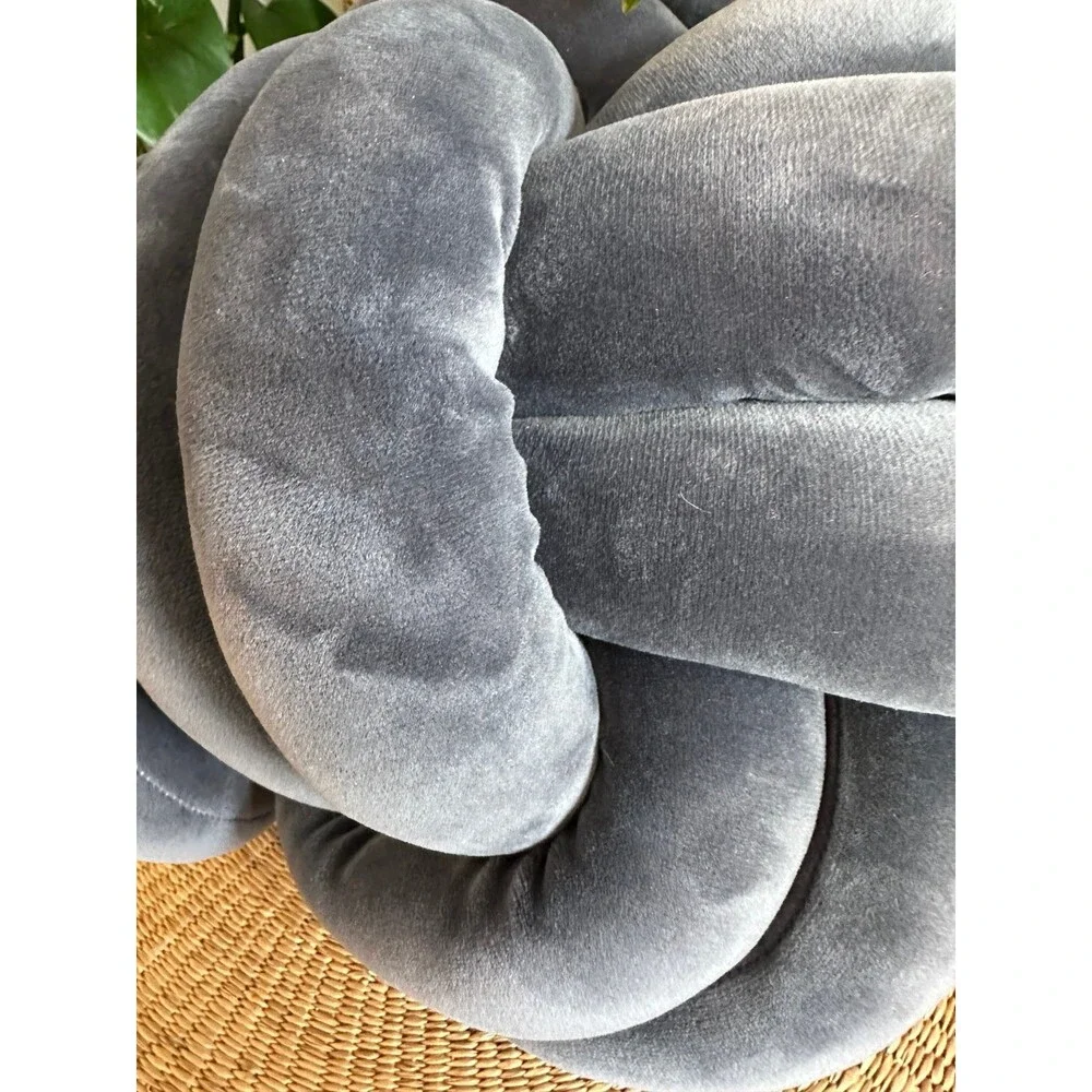 Gray Knot Pillow – Plush Decorative Throw, 10”